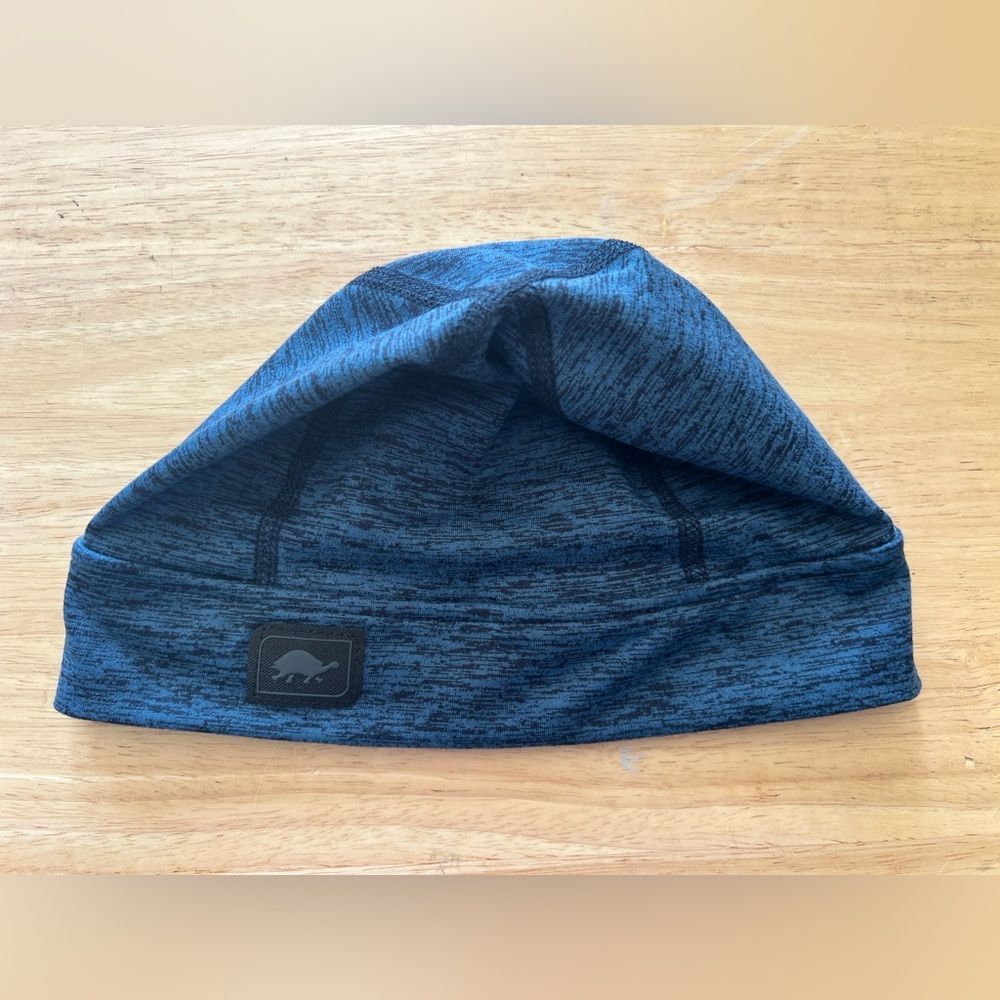 Kids Blue Heather Beanie Hat Ponytail opening